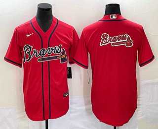 Mens Atlanta Braves Red Team Big Logo Cool Base Stitched Baseball Jersey->atlanta braves->MLB Jersey